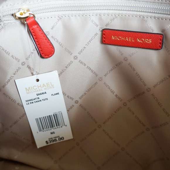 Michael Kors Shania LG EW Tote Bag MK Brown Red - Picture 7 of 11
